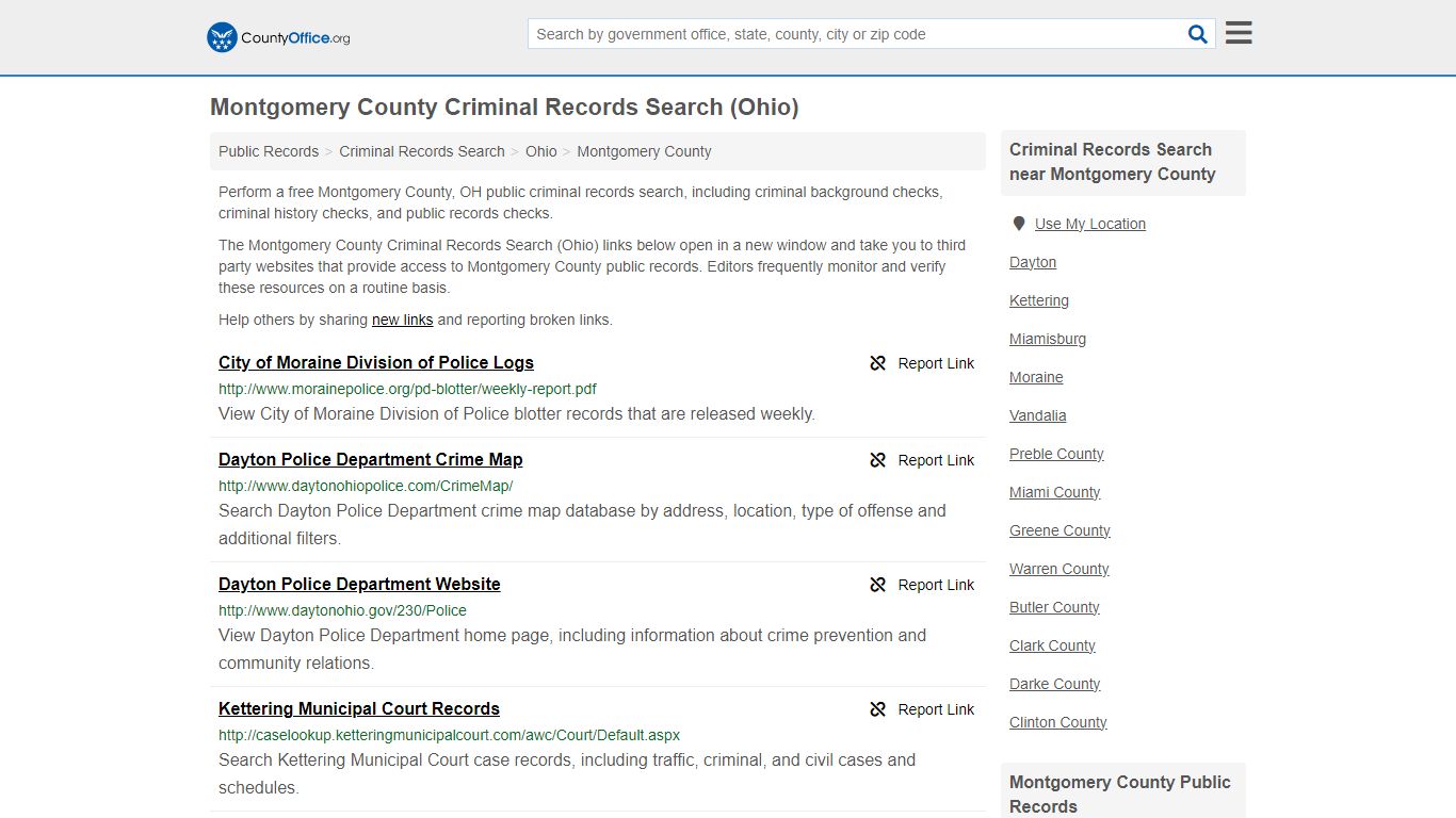 Montgomery County Criminal Records Search (Ohio) - County Office